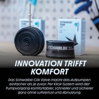Duša na bicykel Schwalbe s ventilom Clik – Butylová duša s univerzálnym ventilom pre bicykle, gravel bicykle a elektrobicykle 3