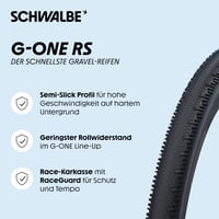Plášť na gravel bicykel Schwalbe G-One RS Performance RaceGuard TLR 35-622 (28") Addix Green Tubeless Ready semi-slick na tvrdý povrch 2