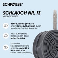Cameră de aer pentru bicicletă MTB Schwalbe Nr. 13, 26 inchi (ETRTO 40/62-559) – Valvă SV/AV/DV – Cameră de aer etanșă pentru bicicletă de munte 2