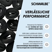Cameră de aer pentru bicicletă MTB Schwalbe Nr. 13, 26 inchi (ETRTO 40/62-559) – Valvă SV/AV/DV – Cameră de aer etanșă pentru bicicletă de munte 4
