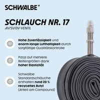 Cameră de aer pentru bicicletă Schwalbe Nr. 17, 28 inch (ETRTO 28/47-622/635), cu valvă SV de 60 mm, pentru biciclete de trekking și oraș 2