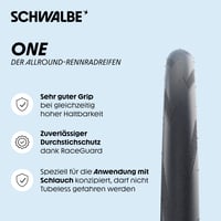 Plášť na cestný bicykel Schwalbe One – ochrana proti defektu RaceGuard a zmes ADDIX – na tréning, dochádzanie a každodenné použitie 2