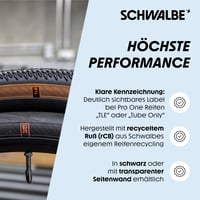 Cestný plášť Schwalbe Pro One TLE – Tubeless Easy, ochrana proti defektu V-Guard, konštrukcia Super Race, zmes Addix Race, čierny, 20-palcový 4