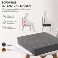 Schwar Textilien ortopedický vankúš z pamäťovej peny 40x40 cm, sivý, výška 10 cm, protišmykový a prateľný, na kancelársku stoličku a invalidný vozík 2