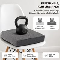 Schwar Textilien ortopedický vankúš z pamäťovej peny 40x40 cm, sivý, výška 10 cm, protišmykový a prateľný, na kancelársku stoličku a invalidný vozík 3