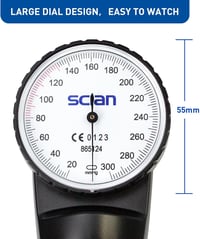 Scian Aneroid Vérnyomásmérő - Manuális Felkaros Készülék D-Gyűrűs Univerzális Mandzsettával 22-42 cm, Hordtáskával, Nagyméretű Skálával, Fek 5