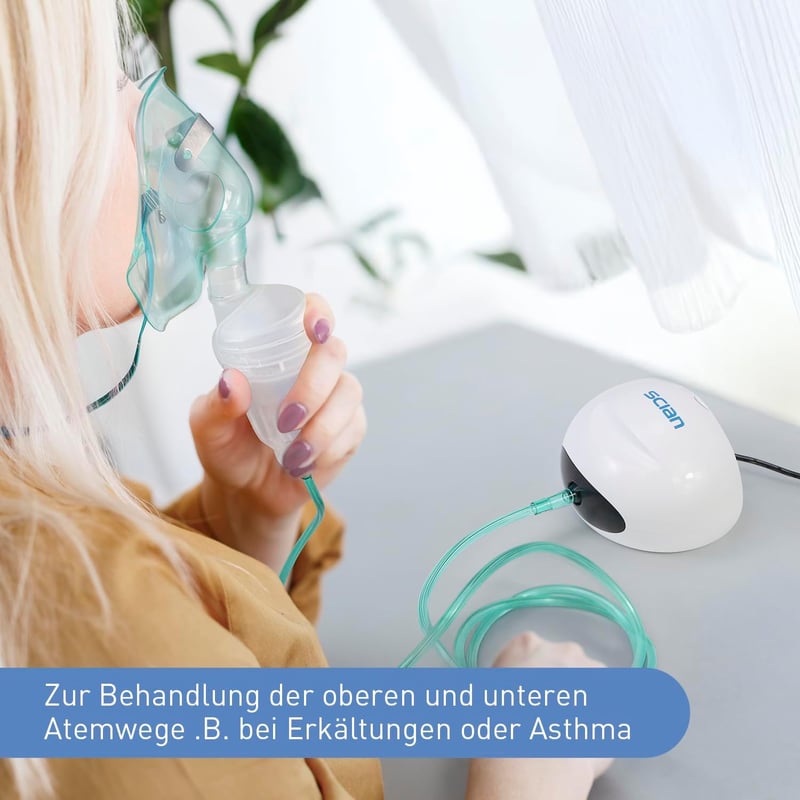 SCIAN NB-218 Csendes Nebulizátor Inhalátor Felnőtteknek és Gyerekeknek, Hordozható Porlasztó Szájmaszkkal és Kiegészítőkkel