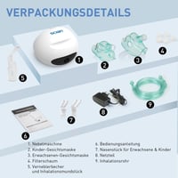 SCIAN NB-218 Csendes Nebulizátor Inhalátor Felnőtteknek és Gyerekeknek, Hordozható Porlasztó Szájmaszkkal és Kiegészítőkkel 7