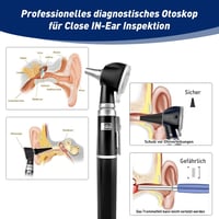 SCIAN Professzionális Otoszkóp Fénnyel, Orvosi Fülvizsgáló Eszköz 3x Nagyítással, Optikai Világítás, 4 Tölcsér, Gyerek Felnőtt Háziállat 4