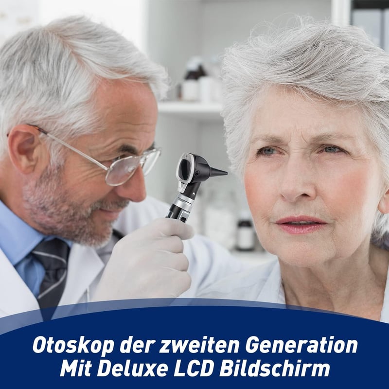 SCIAN Professzionális Otoszkóp Fénnyel, Orvosi Fülvizsgáló Eszköz 3x Nagyítással, Optikai Világítás, 4 Tölcsér, Gyerek Felnőtt Háziállat