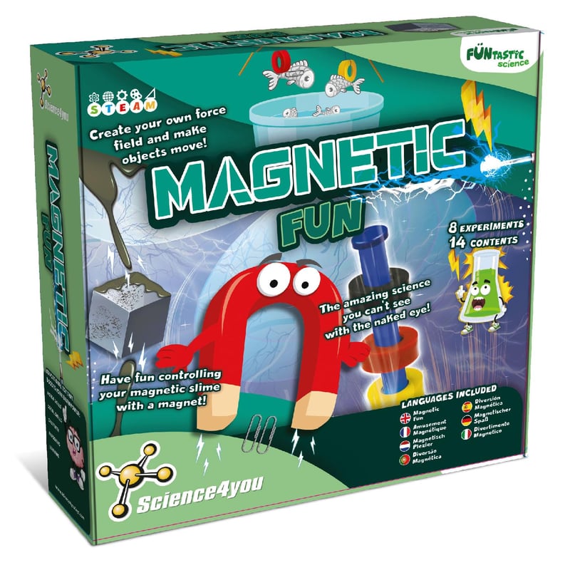 Science4you Vedecká súprava Magnetické vynálezy – magnety, magnetická hra, kocka a modelovacia hmota, 6 experimentov, 14 dielov, sliz, darček pre deti od 8 rokov