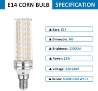 SCNNC LED kukoricaizzó E14 12W hideg fehér 6000K 6 darab csomag 3