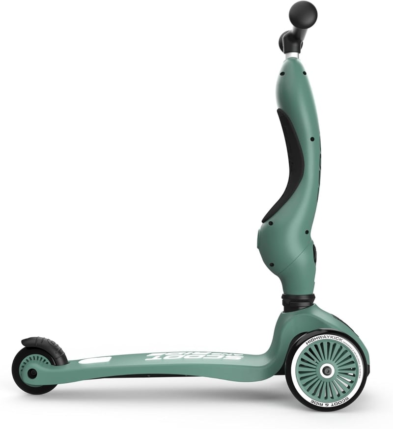 Scoot & Ride Highwaykick 1 Roller 2in1 Ülőkével és Állva Használható Gyerek Roller 1-5 Éveseknek Forest Zöld Biztonsági Paddal