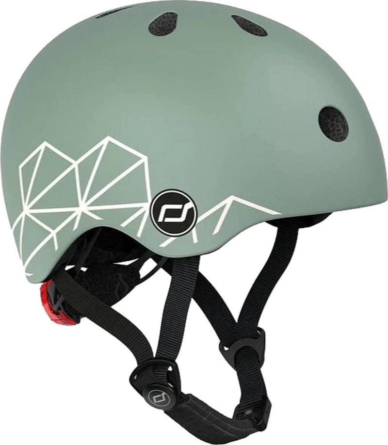 Cască de protecție Scoot & Ride XXS Graphics din material fără PVC, cu lumină LED spate, dungi verzi, 45-51 cm, 96562