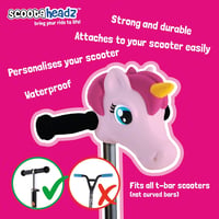 Scootaheadz Unikornis Fej Roller Kormány Kiegészítő Gyerekeknek - Fehér Műanyag Dekoráció Kickboard-hoz 2