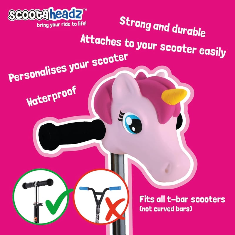 Scootaheadz Unikornis Fej Roller Kormány Kiegészítő Gyerekeknek - Fehér Műanyag Dekoráció Kickboard-hoz
