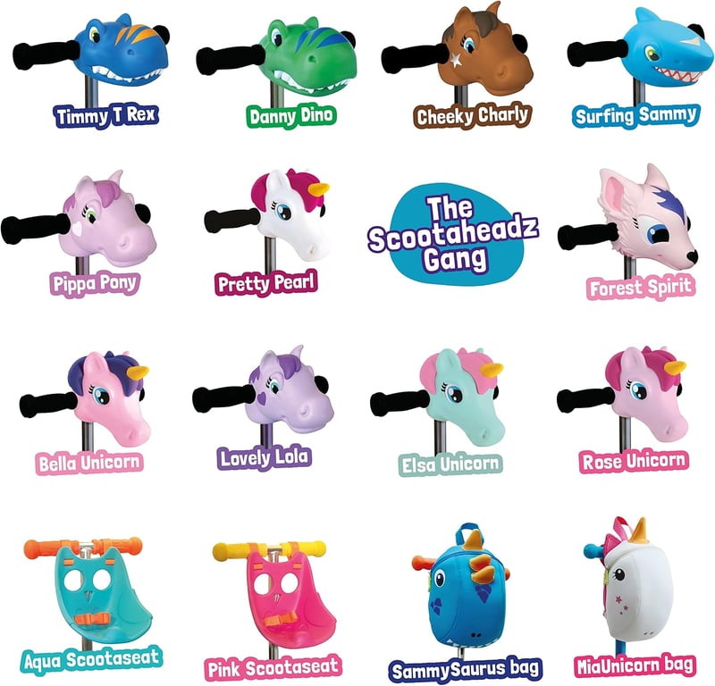 Scootaheadz Unikornis Fej Roller Kormány Kiegészítő Gyerekeknek - Fehér Műanyag Dekoráció Kickboard-hoz