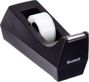 Dispenser pentru bandă adezivă Scotch C38, negru, cu 1 rolă de bandă adezivă inclusă, 19 mm x 33 m