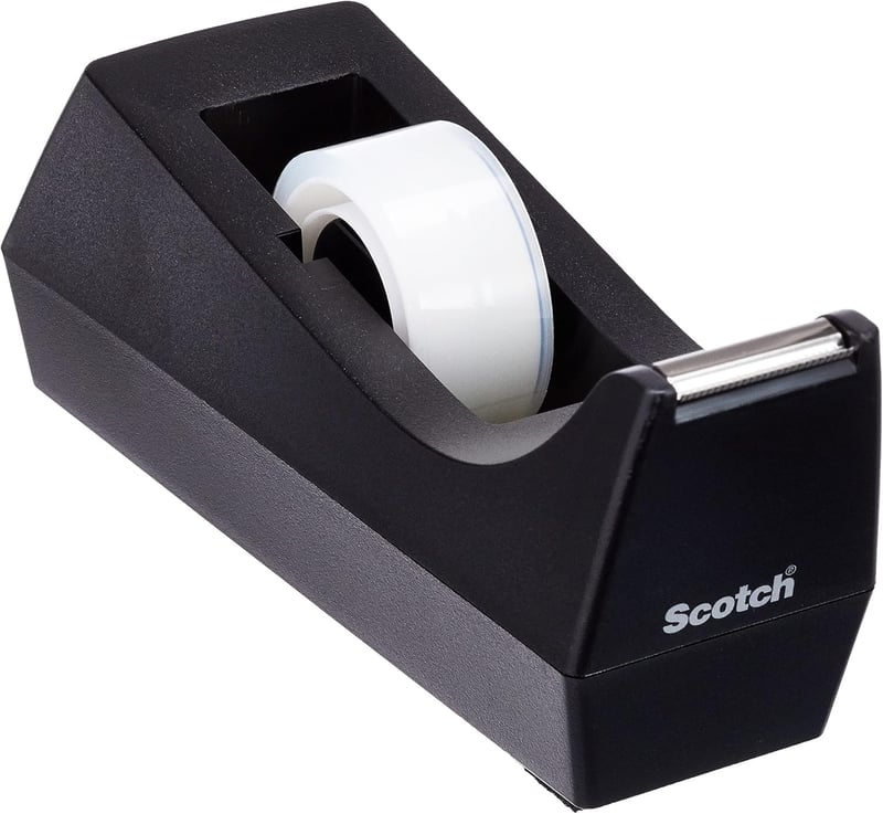 Dispenser pentru bandă adezivă Scotch C38, negru, cu 1 rolă de bandă adezivă inclusă, 19 mm x 33 m