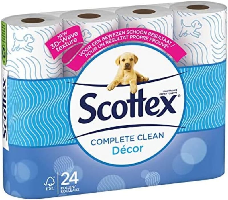 Scottex Classic Décor 2 rétegű toalettpapír 24 tekercs puha és tartós - 24 Rolle (1er Pack)