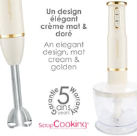 SCRAP COOKING 3 az 1-ben Kézi Mixer - Habverő, Turmixgép és Aprító Funkcióval - Arany és Matt Fekete 6