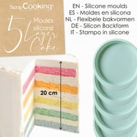 ScrapCooking 5 darab szilikon tortaforma réteges és rainbow tortához, kerek, 15,5 cm átmérő, tapadásmentes szülinapi tortához 2