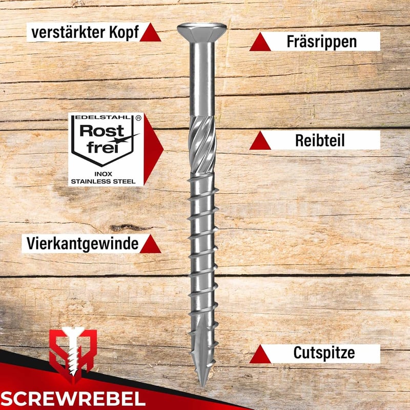 SCREW REBEL Terasz csavar 5x60 T-INOX rozsdamentes Torx 25 bittel