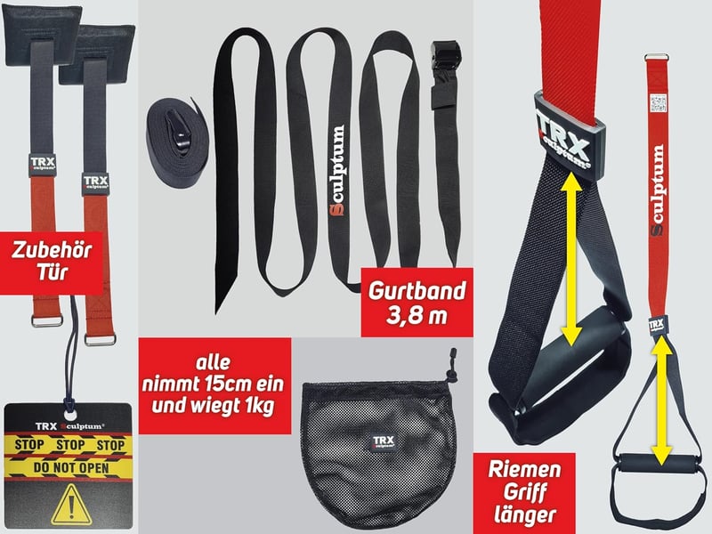 Sculptum TRX Suspension Trainer 2 sávos 3,8m magasság szélesség állítható