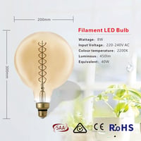 SD LUX G200SL Vintage LED Izzó 8W E27 Meleg Fehér Retro Edison Dekorációs Gömb 2