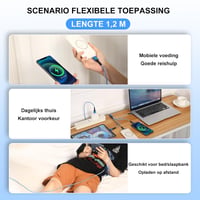 SDBAUX 4az1-ben USB-C töltőkábel 1.2M QC 3.0 gyorstöltés iPhone Samsung iPad 2
