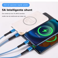 SDBAUX 4az1-ben USB-C töltőkábel 1.2M QC 3.0 gyorstöltés iPhone Samsung iPad 4