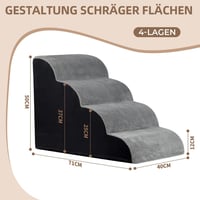 SDLDEER kisállat lépcső 4 fokos, 50 cm, levehető plüss huzattal - kis kutyáknak, macskáknak 2