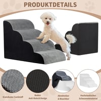 SDLDEER kisállat lépcső 4 fokos, 50 cm, levehető plüss huzattal - kis kutyáknak, macskáknak 4