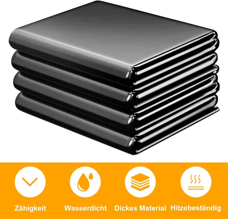 SDLDEER Kerti Tófólia 4x6m - Fekete HDPE Tóbélés UV-Álló Nehéz Kivitel Kerti Tavakhoz, Vízgyűjtőkhöz, Virágágyásokhoz és Üvegházakhoz