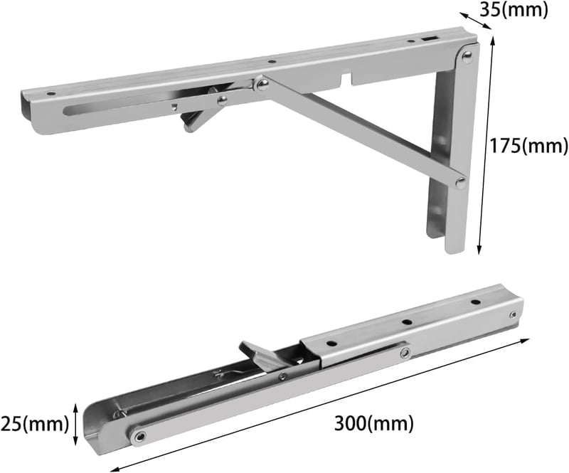 SDLDEER Összecsukható Konzol 300mm Fali Tartó Polctartó 2db Szett