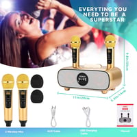 SDRD Bluetooth Karaoke Rendszer 2 Vezeték Nélküli Mikrofonnal, 200W Hordozható Hangszóró, USB/TF/AUX Bemenet, Otthoni és Kültéri Bulikhoz 6