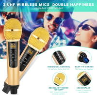 SDRD Bluetooth Karaoke Rendszer 2 Vezeték Nélküli Mikrofonnal, 200W Hordozható Hangszóró, USB/TF/AUX Bemenet, Otthoni és Kültéri Bulikhoz 2