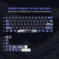 Sada 78 kláves SDYZ PBT, 60% rozloženie, motív Veľká vlna pri Kanagawe, profil Cherry, pre spínače 61/64/66/68 Cherry Gateron MX 2
