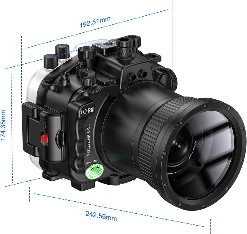 Sea frogs Vízalatti Kameraház Sony A7RIII 90mm Objektívhez - IPX8 40m Merülési Mélységig Vízálló Tok Búvárkodáshoz, Szörfözéshez