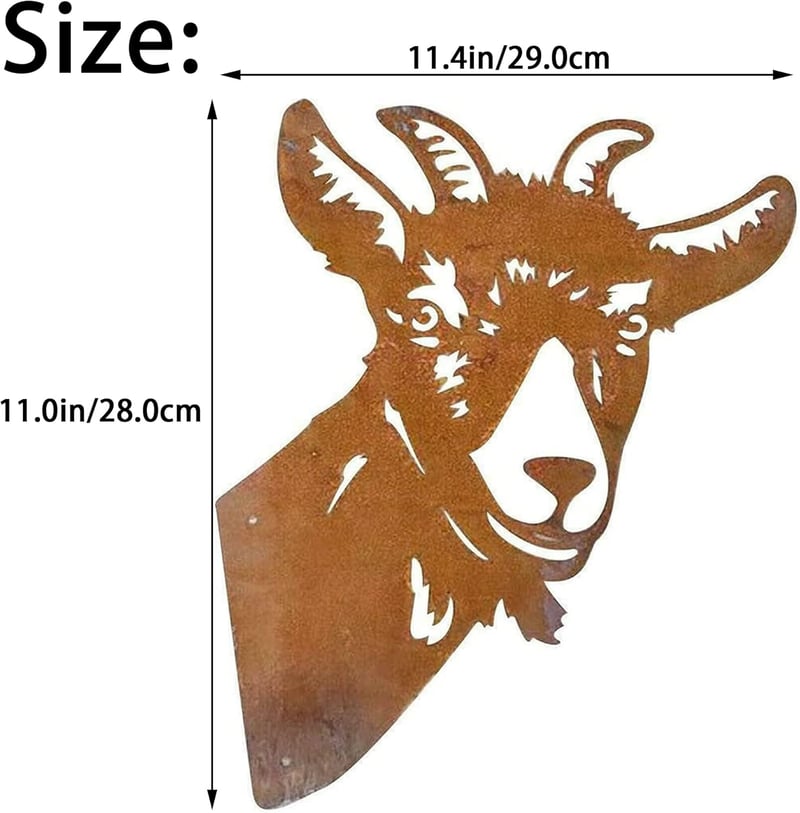 SEABABOO Rozsdás Kecske Kerti Dekoráció Fém Figura Patina Stílus Kertdísz