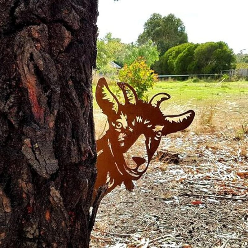 SEABABOO Rozsdás Kecske Kerti Dekoráció Fém Figura Patina Stílus Kertdísz