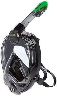 Mască de snorkeling full face SEAC Libera cu catarame cu eliberare rapidă, negru/verde, mărimea L/XL 1
