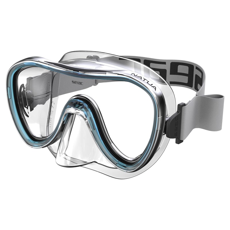 Mască de scufundări și snorkeling cu o singură lentilă SEAC Natua, silicon, mărime unisex pentru adulți