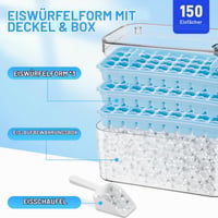 Seachrgif kalup za led s poklopcem, 150 kockica leda, 3 posude i 1 lopatica za led, bez BPA, za viski, koktele, kavu, plavi 2