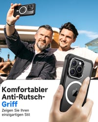 seacosmo kryt na iPhone 15 Pro Max kompatibilný s MagSafe, 360-stupňové nárazuvzdorné puzdro s kovovým stojanom a 2 ks tvrdeného skla na displej, čierne 6