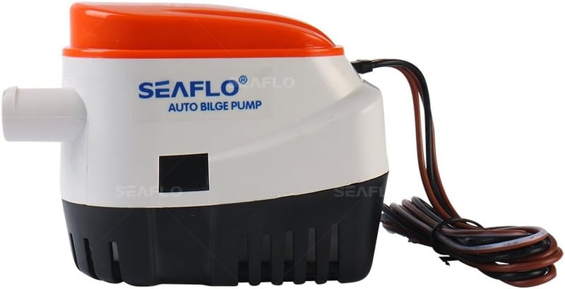 SEAFLO 12V Automata Merülő Fenékvíz Szivattyú 750GPH Úszókapcsolóval - Hajókhoz, Csónakokhoz, Lakóautókhoz - 2,5m Emelési Magasság - Orange, bilge, Plastic