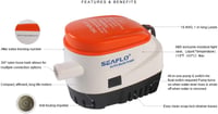 SEAFLO 12V Automata Merülő Fenékvíz Szivattyú 750GPH Úszókapcsolóval - Hajókhoz, Csónakokhoz, Lakóautókhoz - 2,5m Emelési Magasság - Orange, bilge, Plastic 2