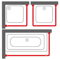 Sealskin Easy Roll set šipki za tuš zavjesu, mat krom, aluminij, L-oblik, U-oblik i kutni raspored, stropni nosač prilagodljive duljine 8