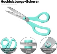 SEANTUA Rozsdamentes Acél Olló Készlet, 3 db 21 cm-es Olló Éles 2,5 mm Vastag Pengékkel, Kényelmes Markolattal, Irodai, Iskolai és Otthoni H 4
