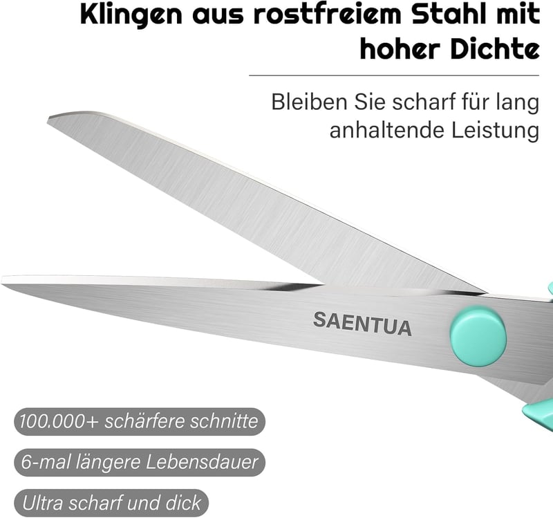 SEANTUA Rozsdamentes Acél Olló Készlet, 3 db 21 cm-es Olló Éles 2,5 mm Vastag Pengékkel, Kényelmes Markolattal, Irodai, Iskolai és Otthoni H